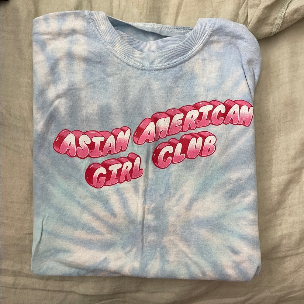 Blue tie die asian American girl club shirt